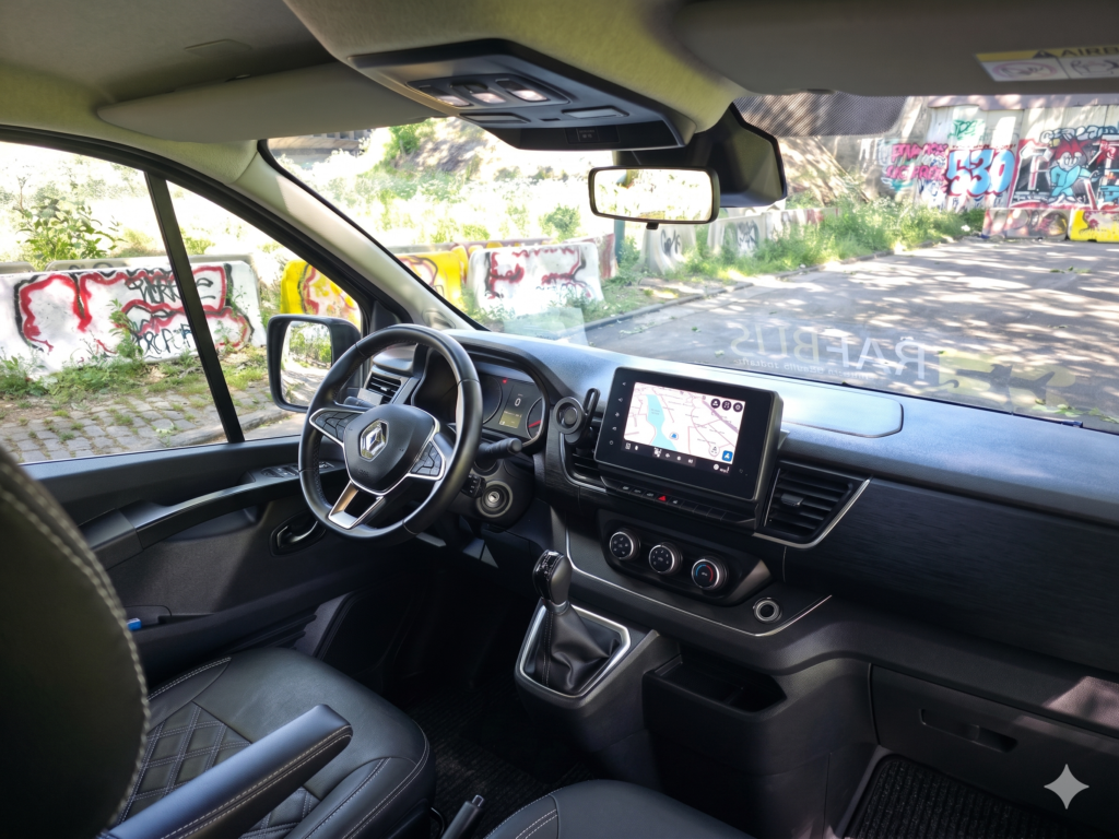 Modern dashboard and navigation system Renault Trafic Brussels chauffeur